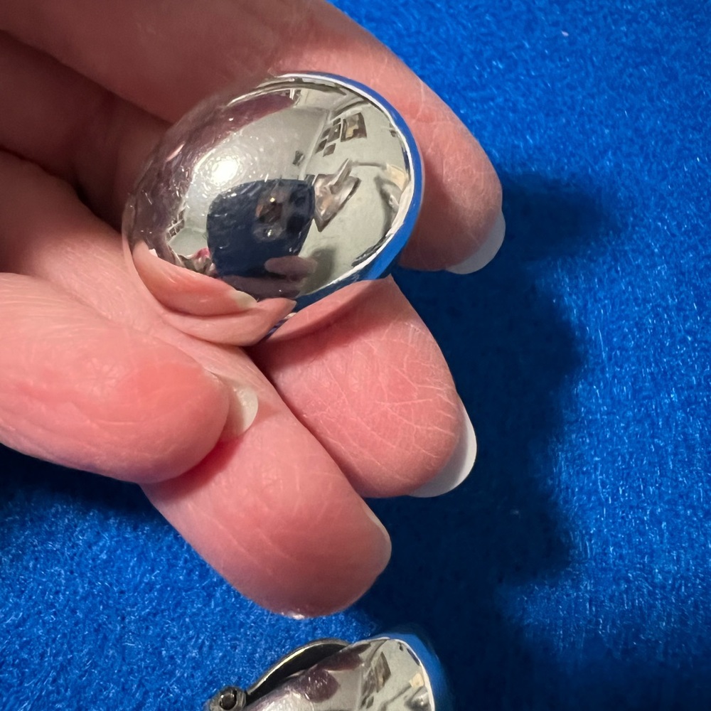 Sterling Silver Solid Clip Earrings - image 2